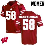 Women's Wisconsin Badgers NCAA #58 Mike Maskalunas Red Authentic Under Armour Stitched College Football Jersey YK31D35JK